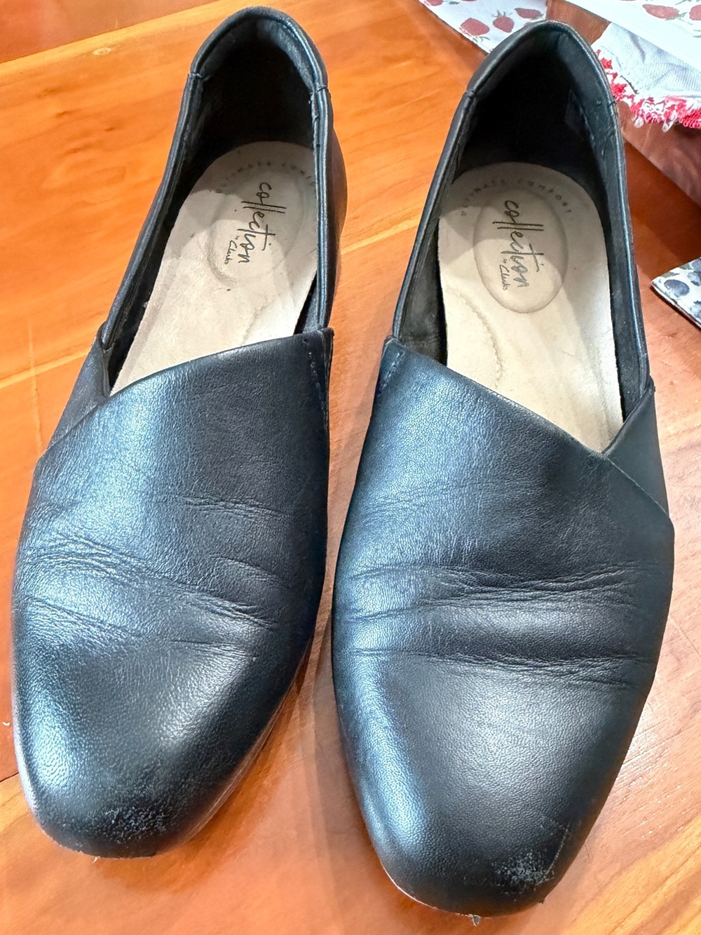 Clarks Black Leather Slip-On Loafers